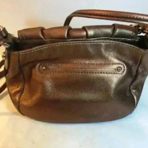 B Makowsky‎ Metallic Bronze Leather Chunky Chain Shoulder Hand Bag Purse - Picture 4 of 10